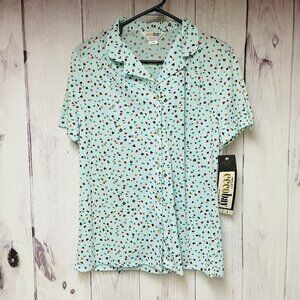 Vintage Ecco Bay Womens Size Large Blouse Button Front Colorful